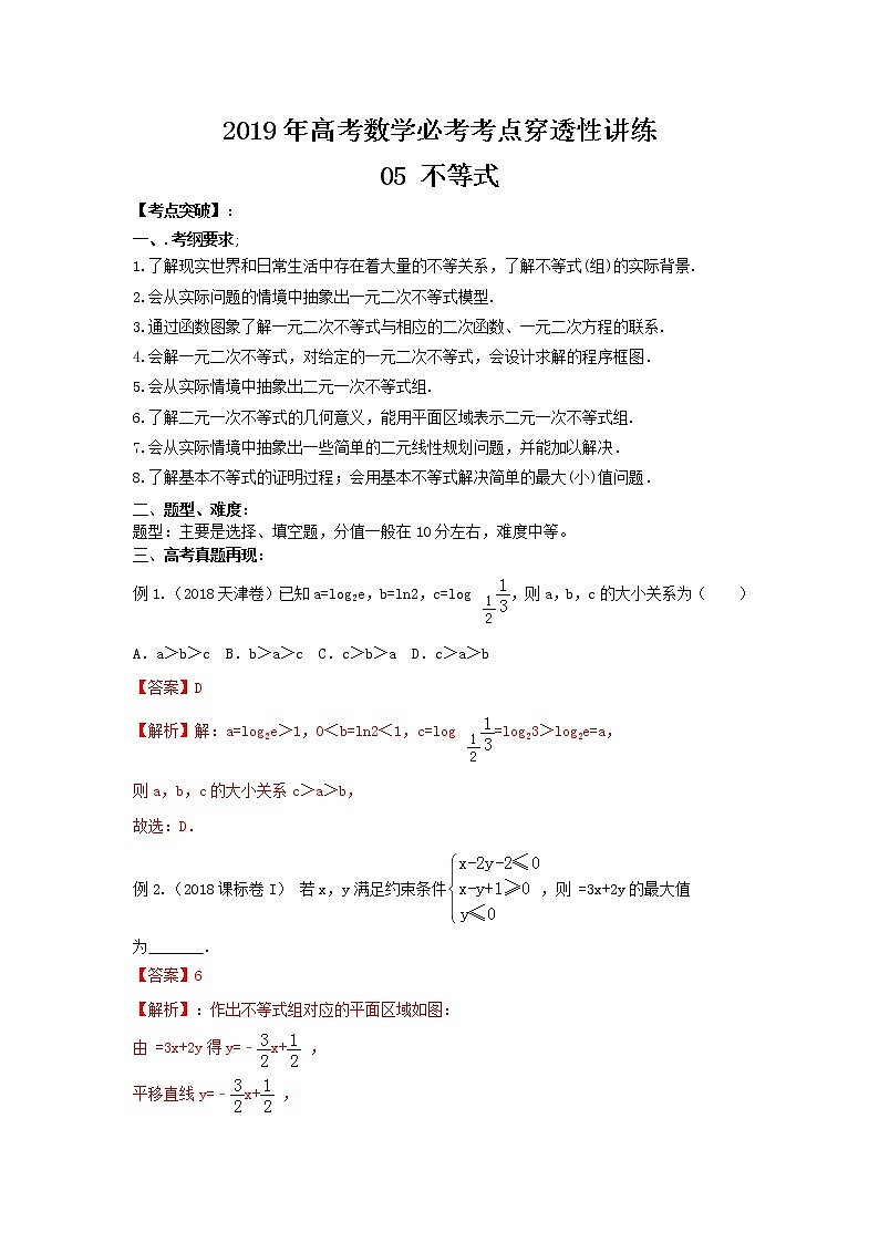 2019届二轮复习不等式学案（全国通用）第1页