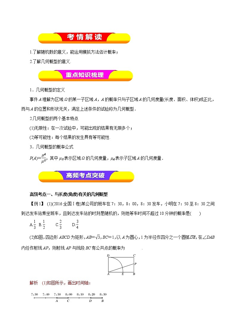2019届二轮复习（理）专题57几何概型学案（全国通用）01