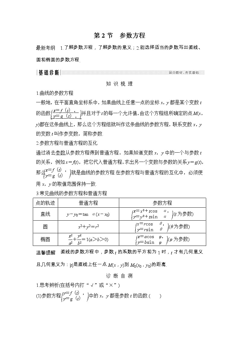 2019届二轮复习（文）　参数方程学案（全国通用）第1页