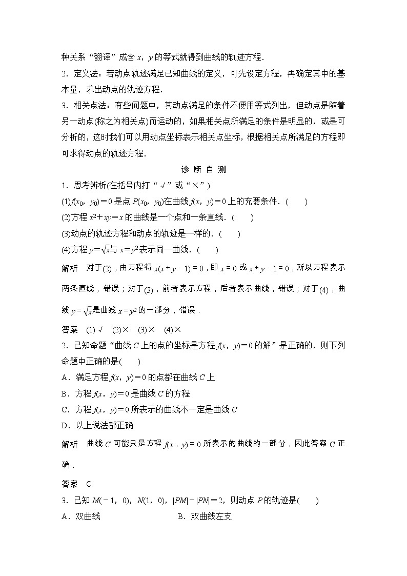 2019届二轮复习（文）第九章第8节　曲线与方程学案（全国通用）02
