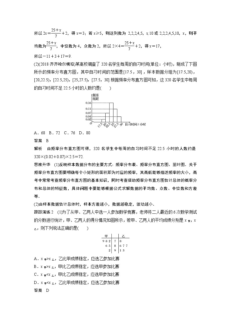 2019届二轮复习　统计与统计案例学案（全国通用）03