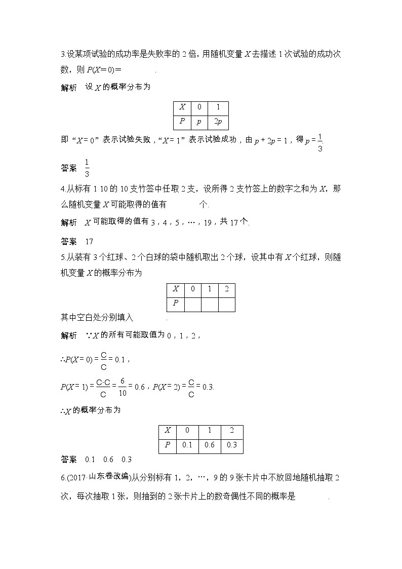2019届二轮复习（理）第十一章第71讲　独立事件及随机变量的概率分布学案（江苏专用）02