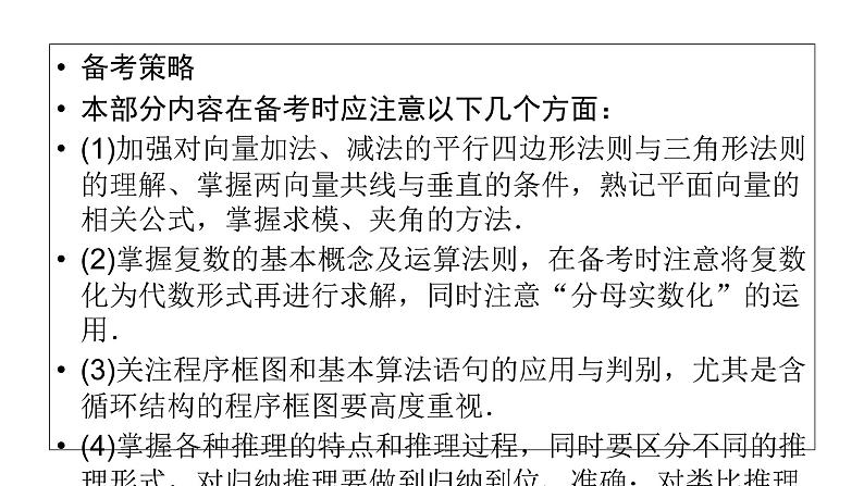 2019届二轮复习专题1第2讲向量运算与复数运算、算法、推理与证明课件（52张）06