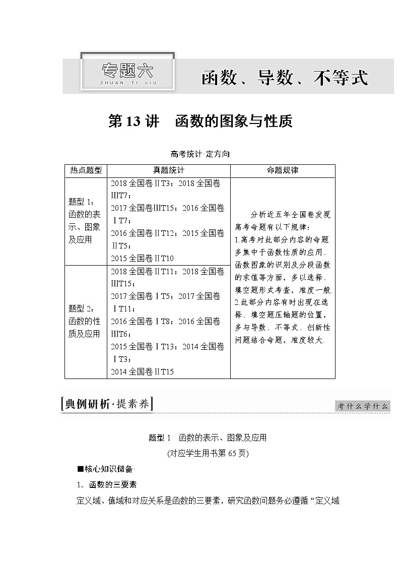 2019届二轮复习  　函数的图象与性质 学案（全国通用）01