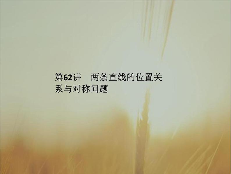 2019届二轮复习两条直线的位置关系与对称问题课件（49张）（全国通用）第1页