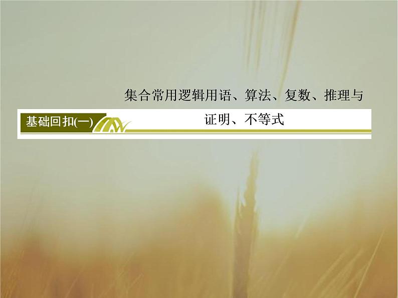 2019届二轮复习基础回扣1集合常用逻辑用语、算法、复数、推理与证明、不等式课件（62张）（全国通用）02