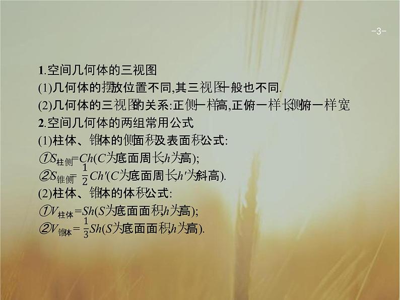2019届二轮复习几何体的三视图与面积、体积课件（19张）（全国通用）03