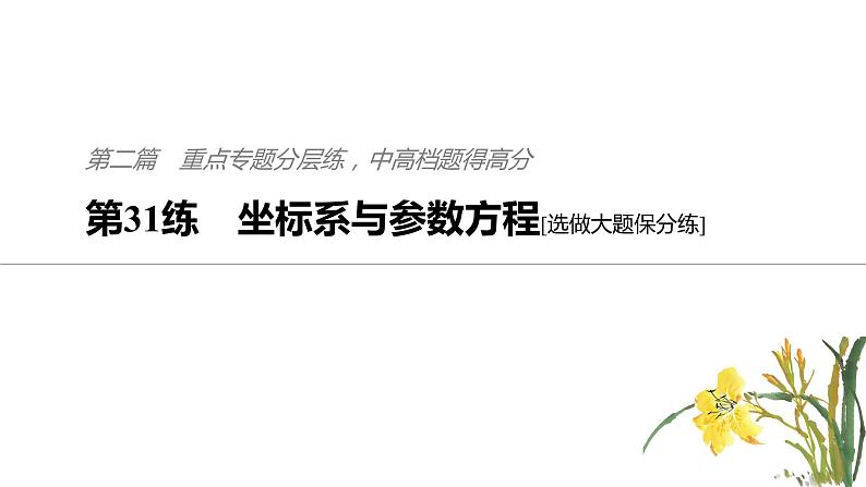 2019届二轮复习第31练　坐标系与参数方程[选做大题保分练]课件（50张）（全国通用）01