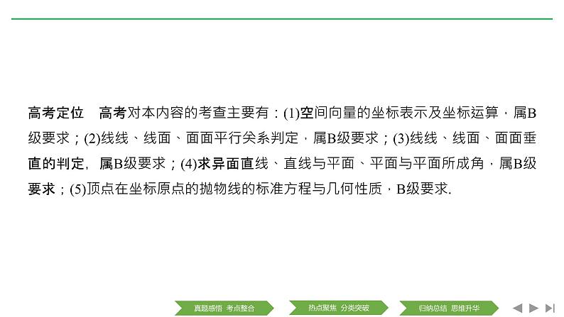 2019届二轮复习第1讲　立体几何中的向量方法、抛物线课件（53张）（全国通用）02