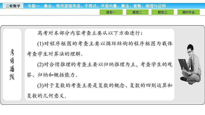 2019届二轮复习1.1.4算法初步、复数、推理与证明课件（32张）03