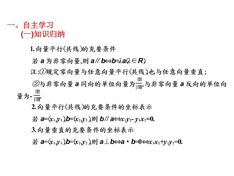 2019届二轮复习7.4向量的平行（共线）与垂直课件（14张）（全国通用）第2页