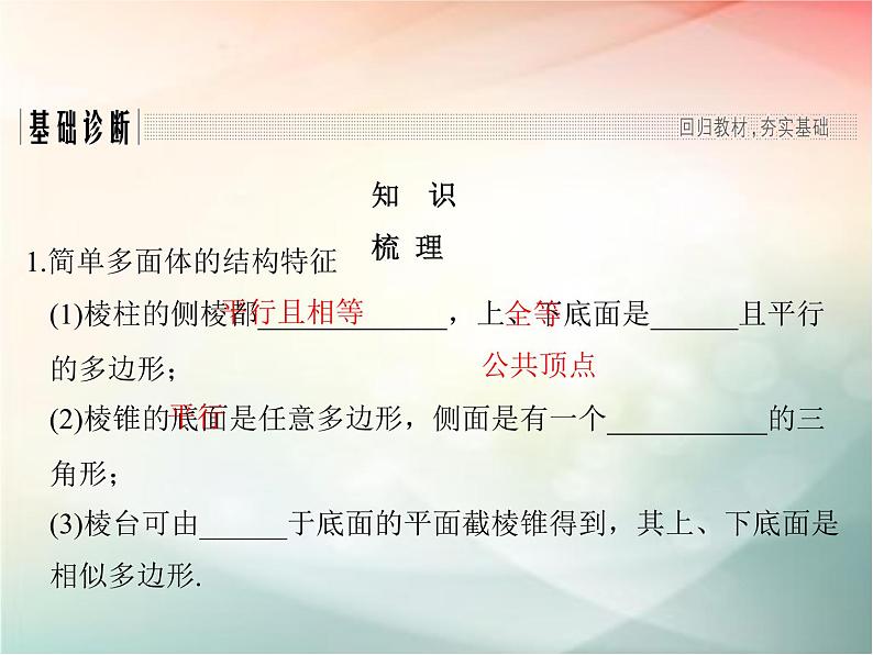2019届二轮复习　空间几何体的结构、视图和直观图课件（40张）（全国通用）03