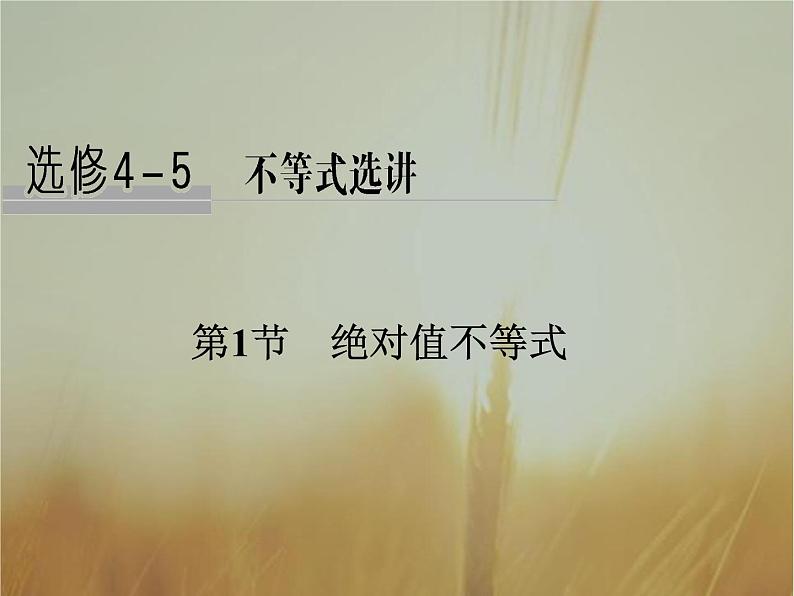 2019届二轮复习　绝对值不等式课件（34张）（全国通用）01