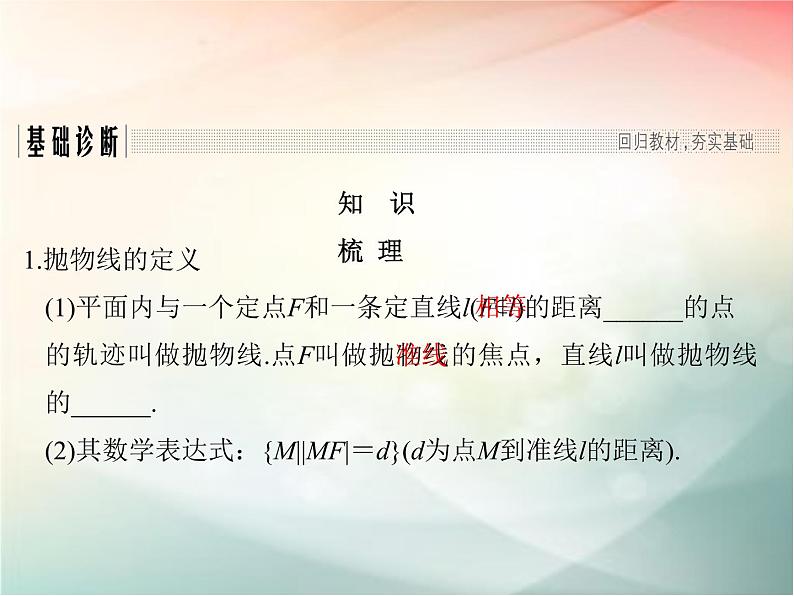 2019届二轮复习　抛物线课件（39张）（全国通用）03