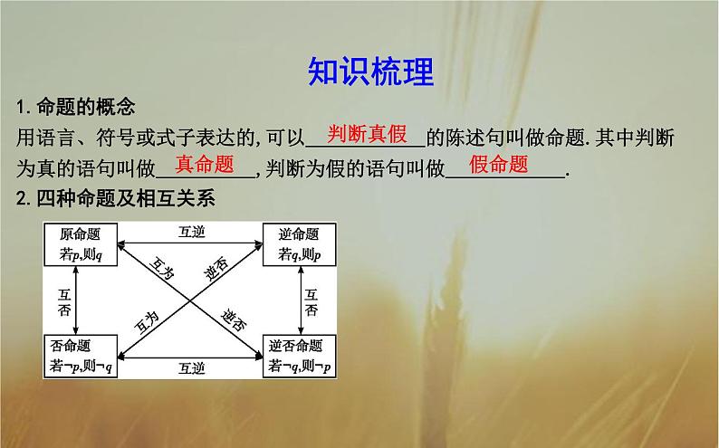 2019届二轮（理科数学）　命题及其关系、充分条件与必要条件课件（21张）（全国通用）04