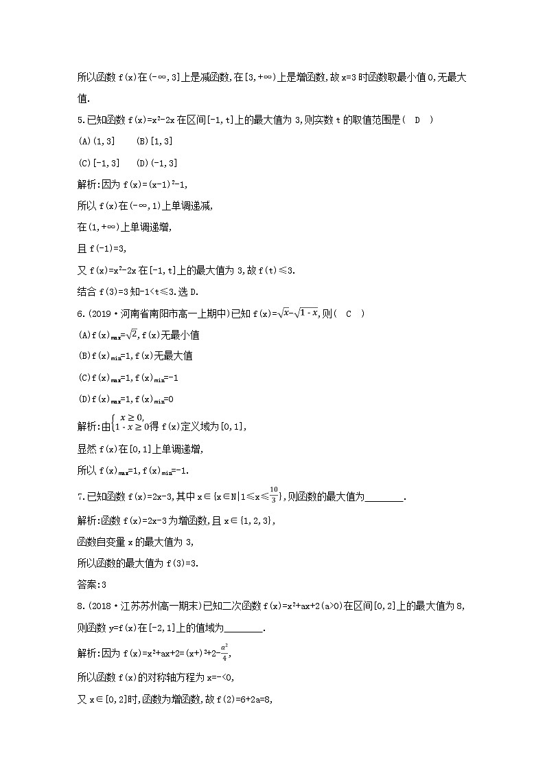 2020届二轮复习函数的最大（小）值课时作业（全国通用） 练习02