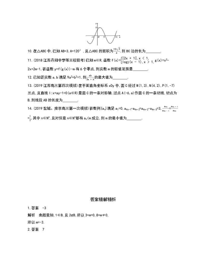 2020届二轮复习填空题专练作业（三）（江苏专用）第2页