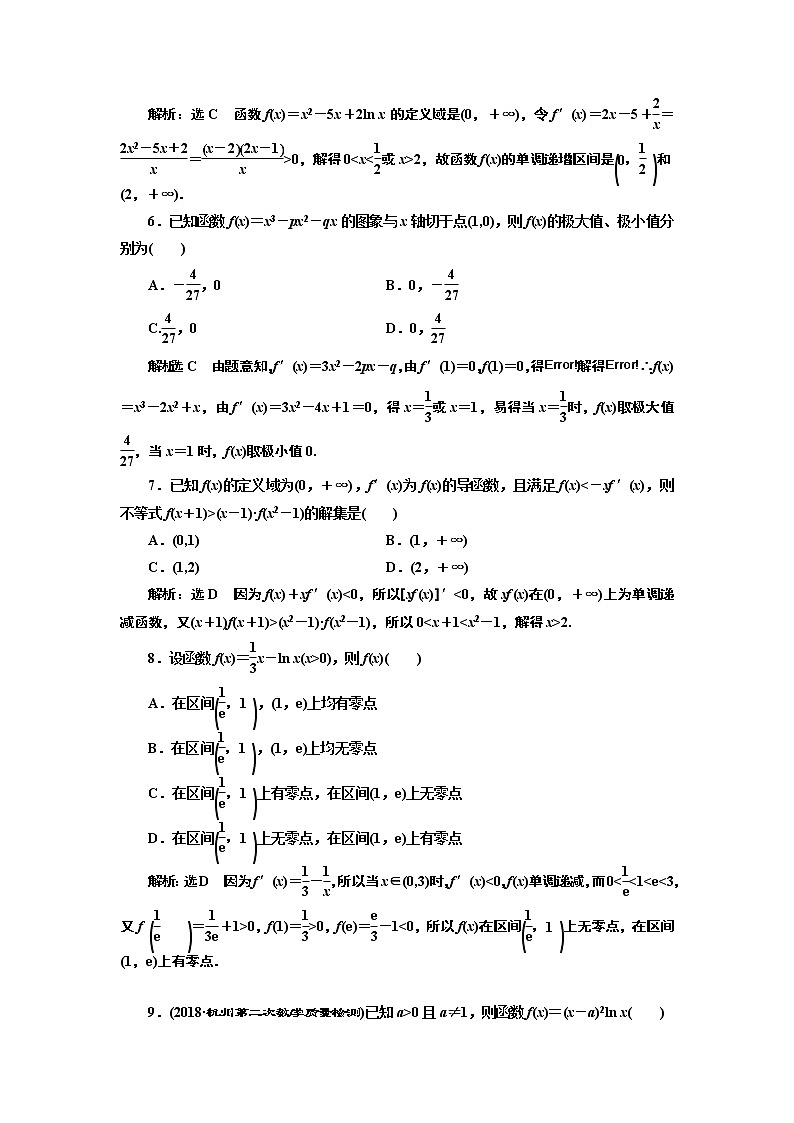 2020届二轮复习小题考法——导数的简单应用课时作业（全国通用）02