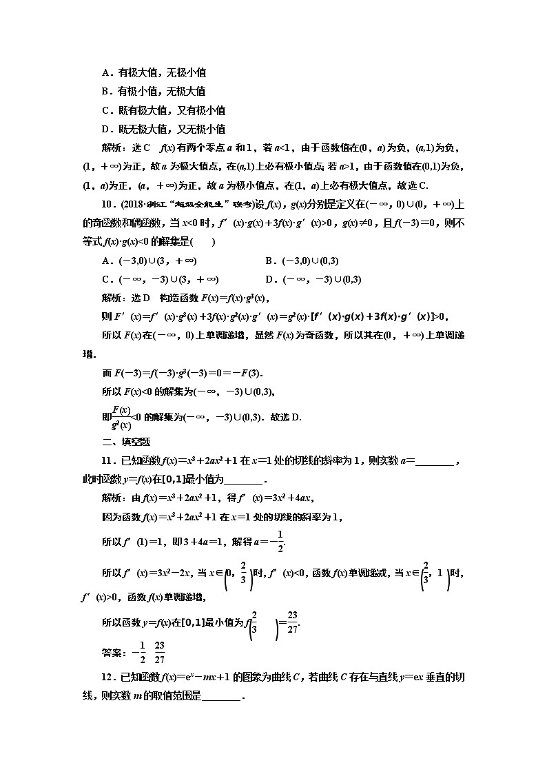 2020届二轮复习小题考法——导数的简单应用课时作业（全国通用）03