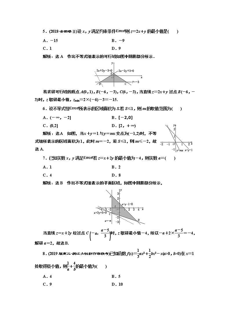 2020届二轮复习小题考法——不等式课时作业（全国通用）02