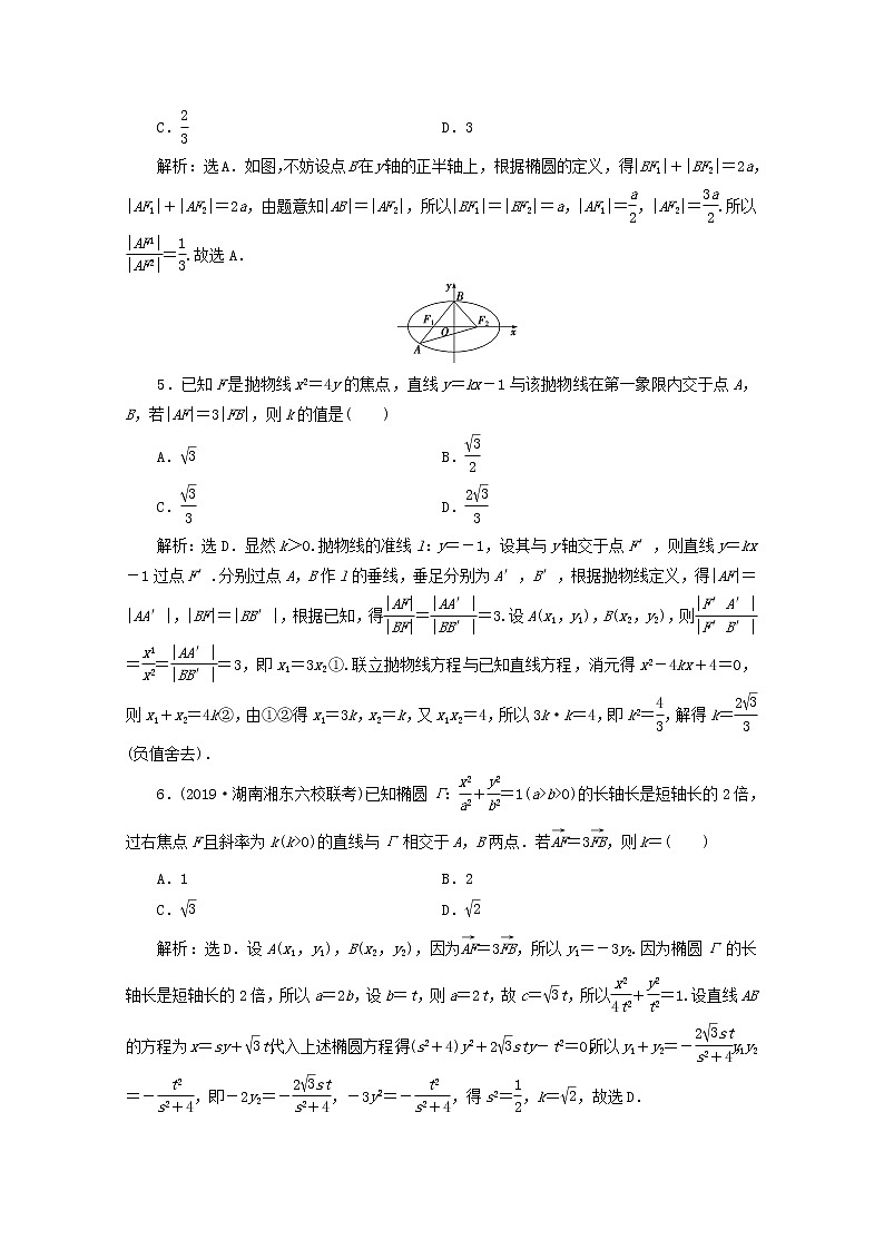 2020届二轮复习圆锥曲线的定义、方程与性质课时作业（全国通用） 练习02
