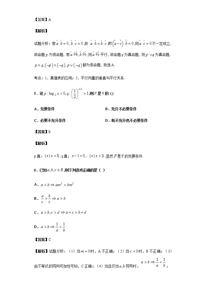 2020届二轮复习 集合、简易逻辑与不等式  作业第3页