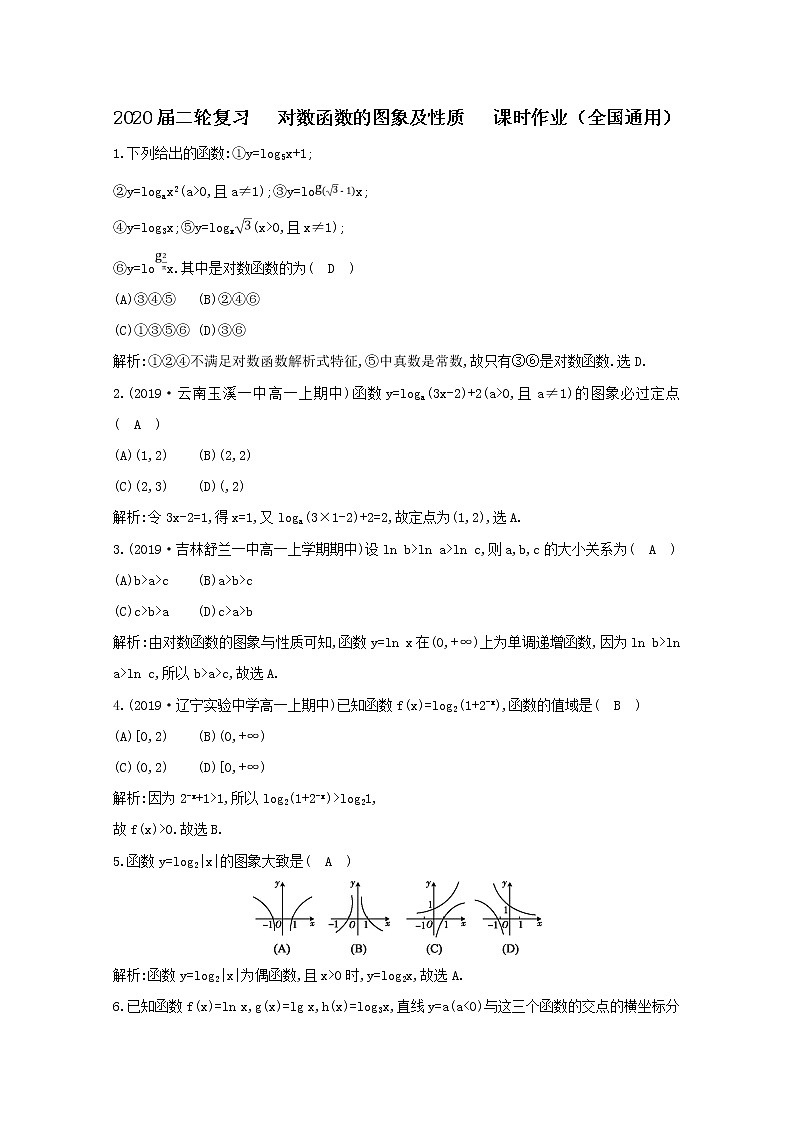 2020届二轮复习对数函数的图象及性质课时作业（全国通用） 练习01