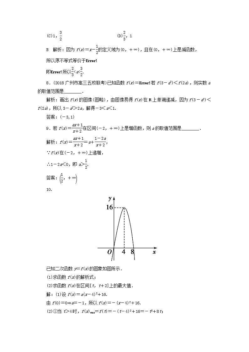 2020届二轮复习二次函数与幂函数课时作业（全国通用） 练习03