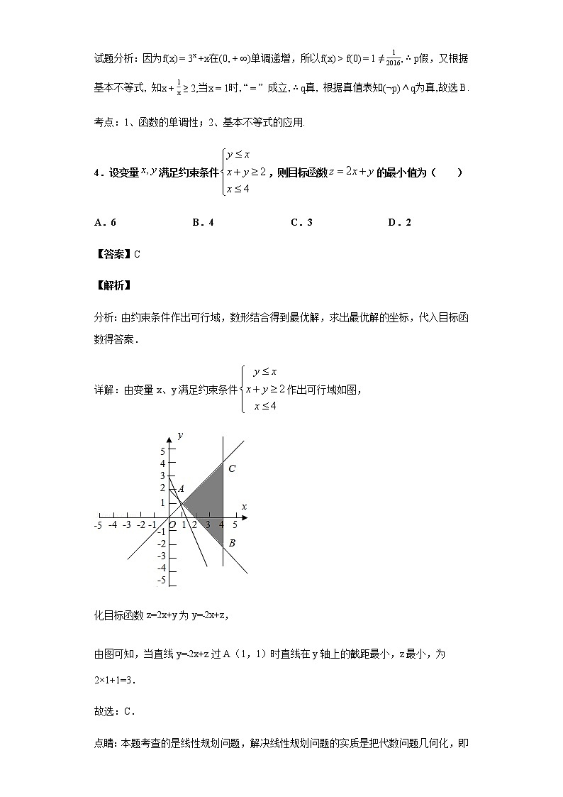 2020届 二轮复习  集合、简易逻辑与不等式   作业 (1) 练习03
