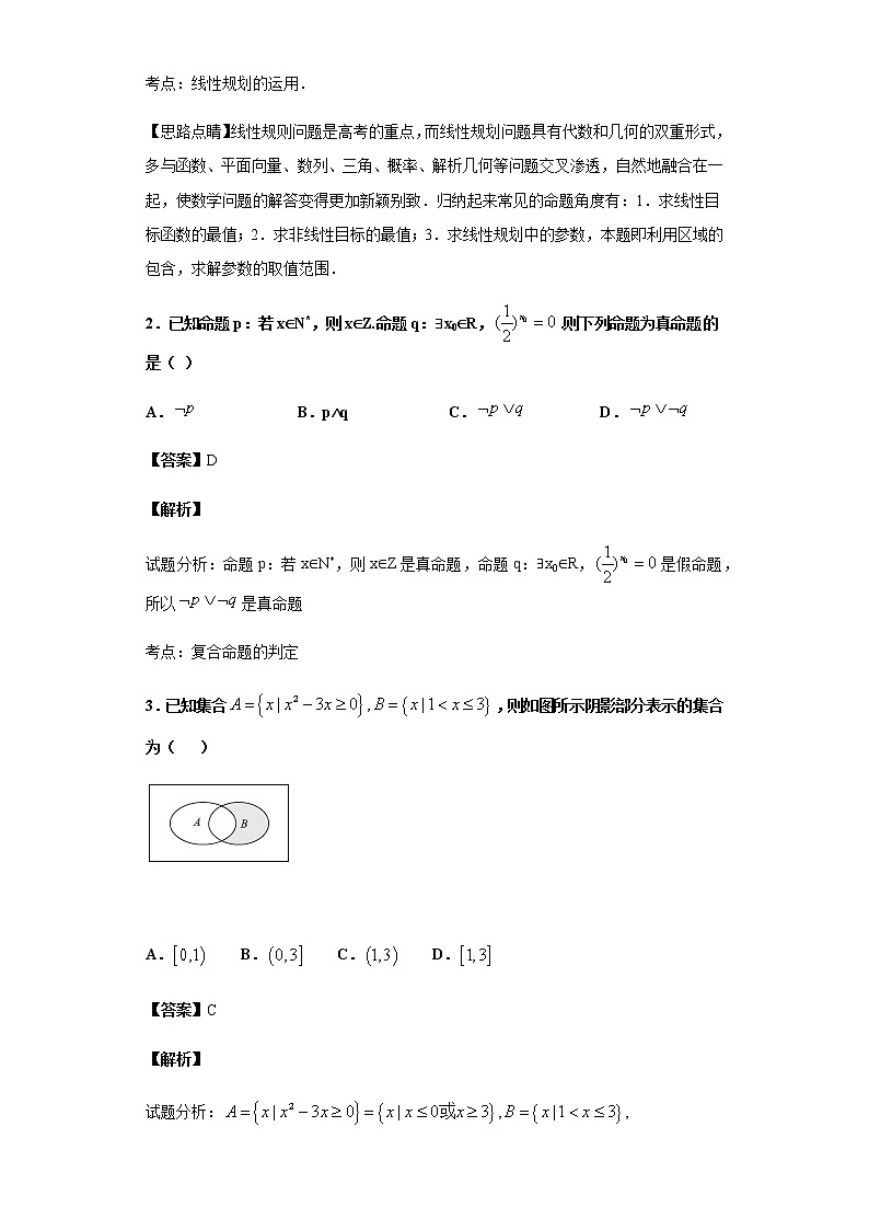 2020届 二轮复习 集合、简易逻辑与不等式   作业第2页