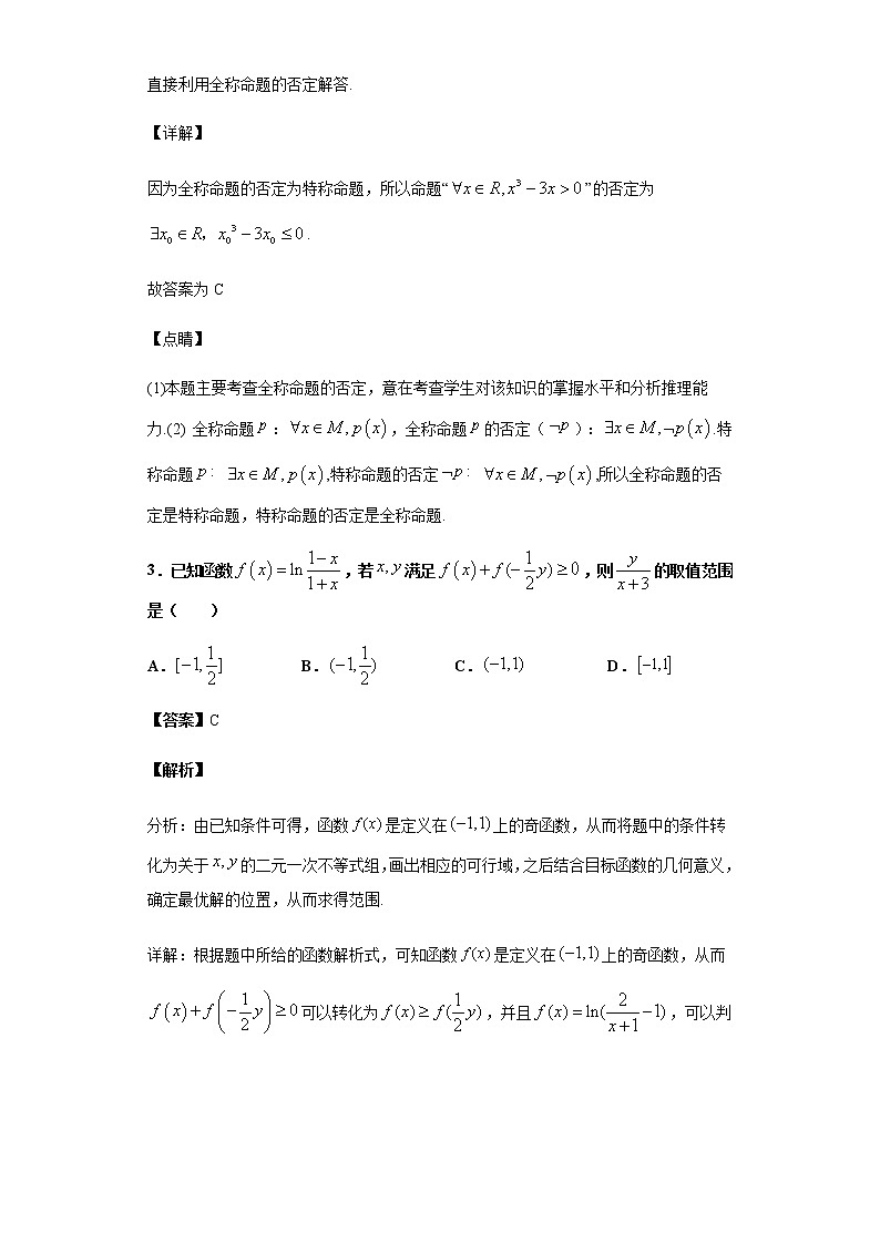 2020届二轮复习  集合、简易逻辑与不等式 作业 (1) 练习02