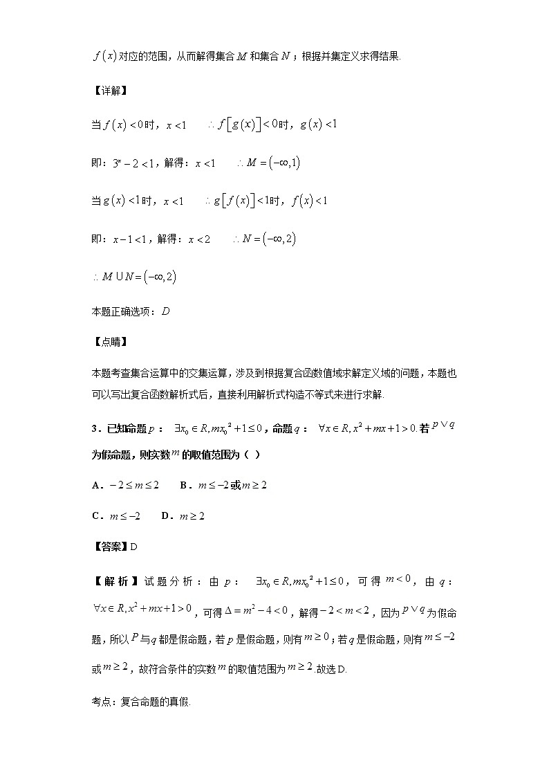 2020届二轮复习  集合、简易逻辑与不等式 作业第2页