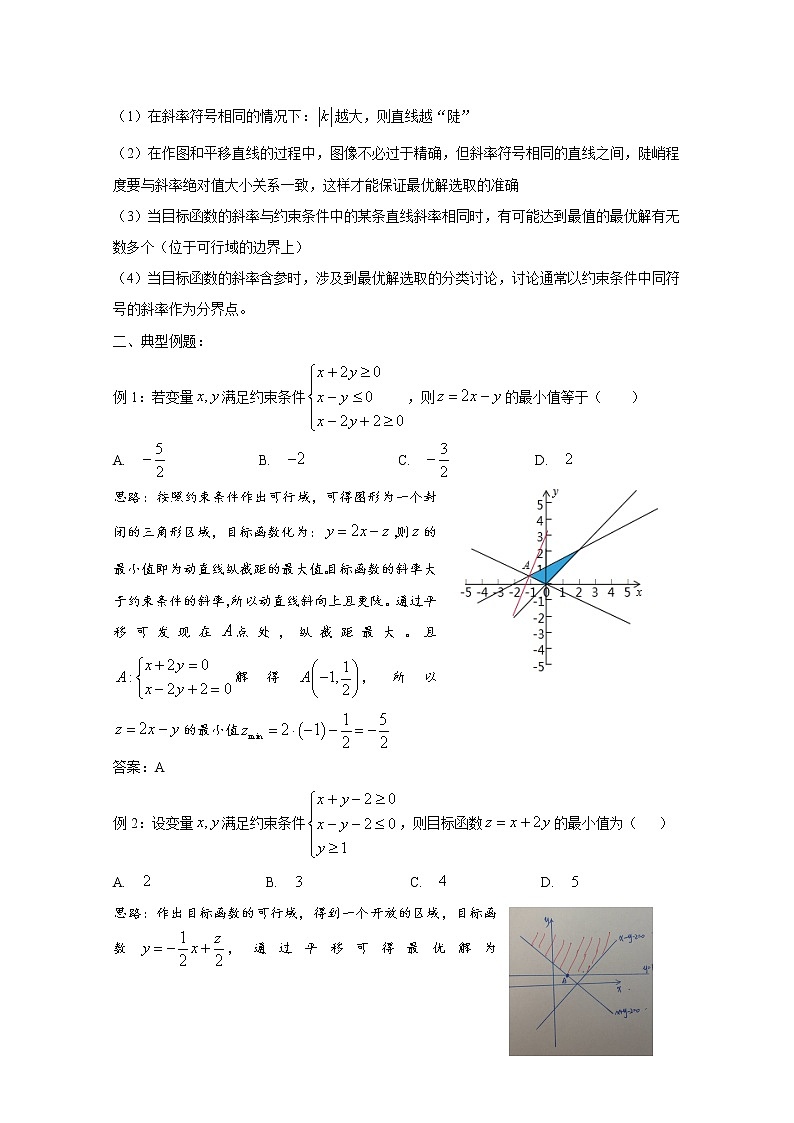 2020届二轮复习线性规划教案（全国通用）03