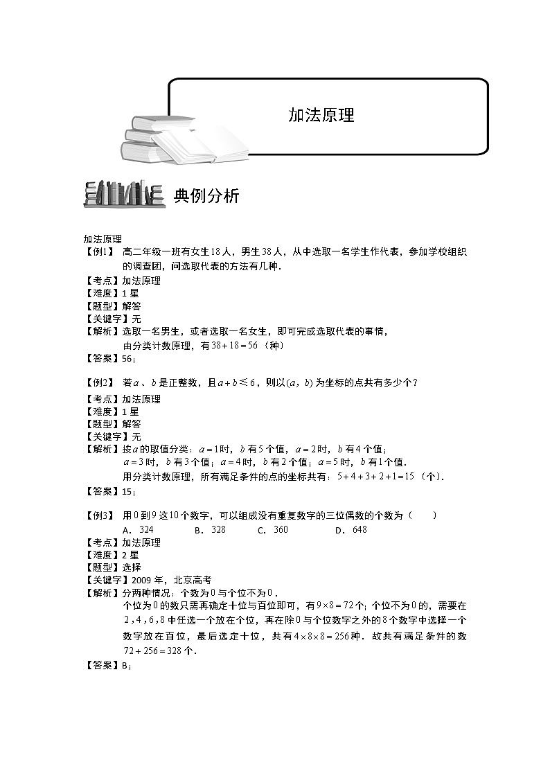 2020届二轮复习加法原理教案（全国通用）01