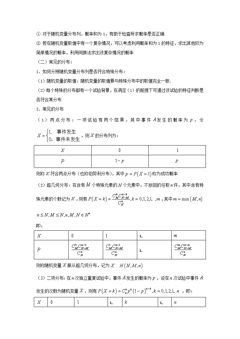2020届二轮复习离散型随机变量分布列与数字特征教案（全国通用）02