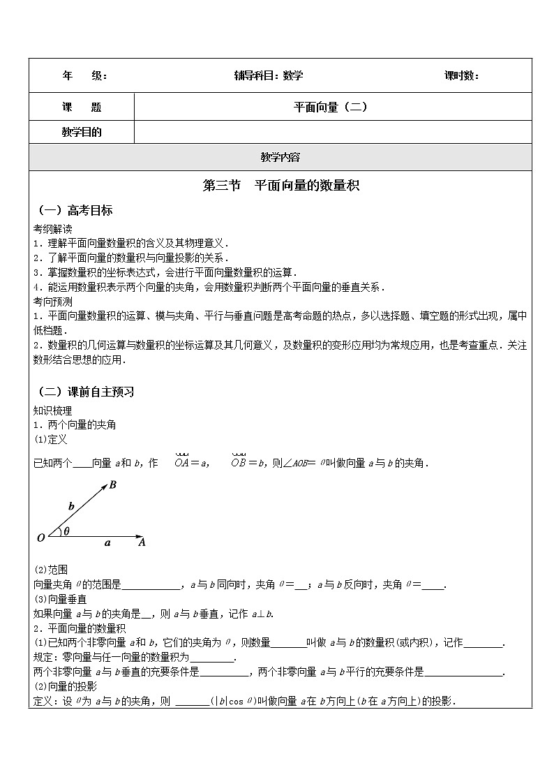 2020届二轮复习平面向量（二）学案（全国通用）01