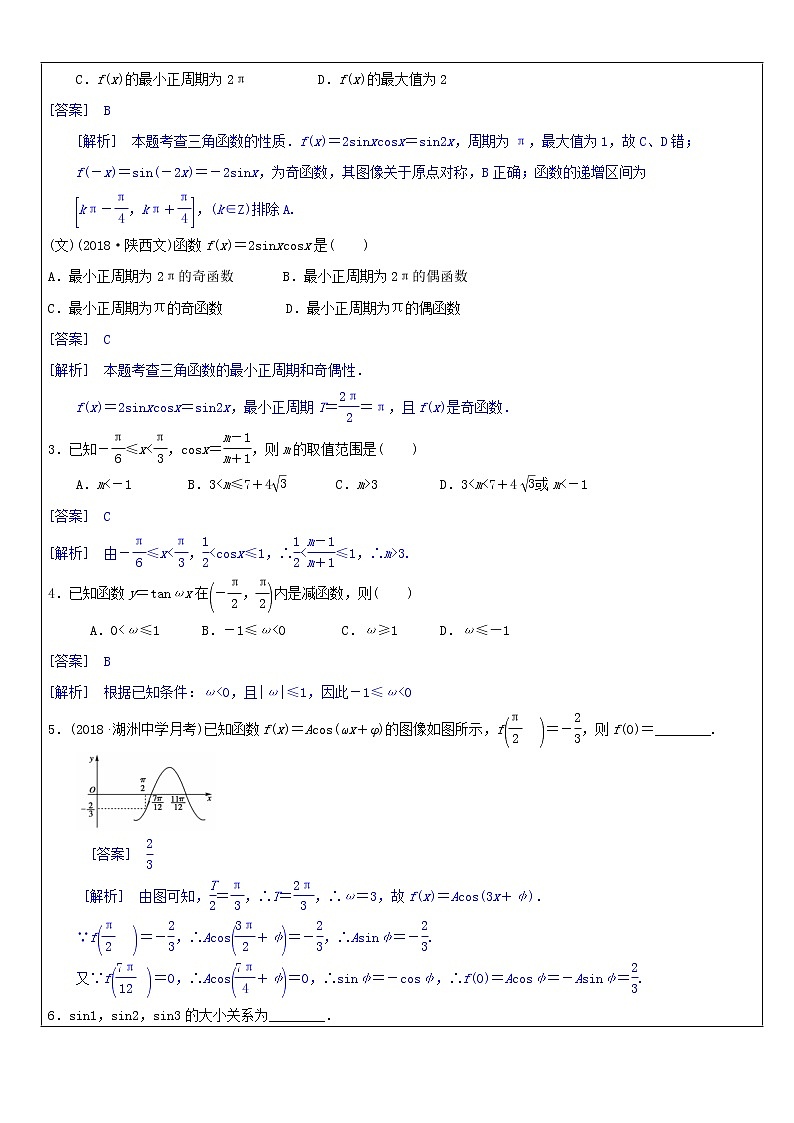 2020届二轮复习三角函数（二）学案（全国通用）第3页