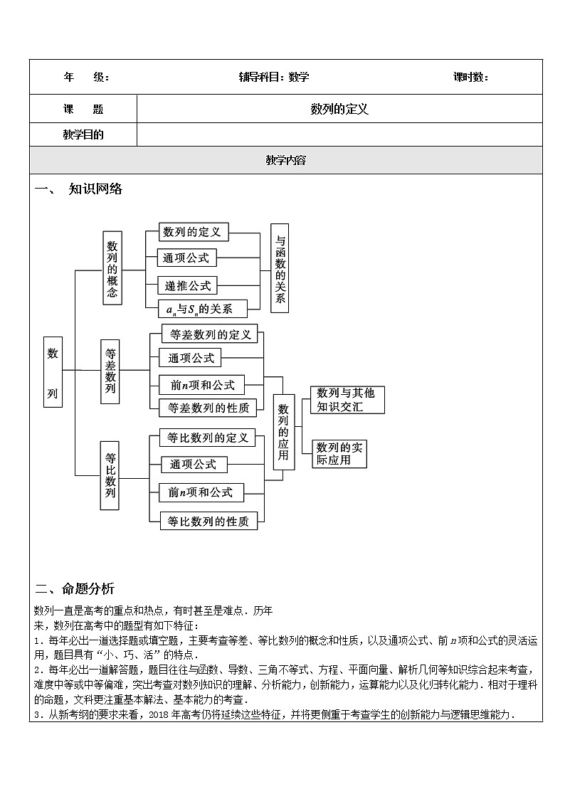 2020届二轮复习数列（一）学案（全国通用）01