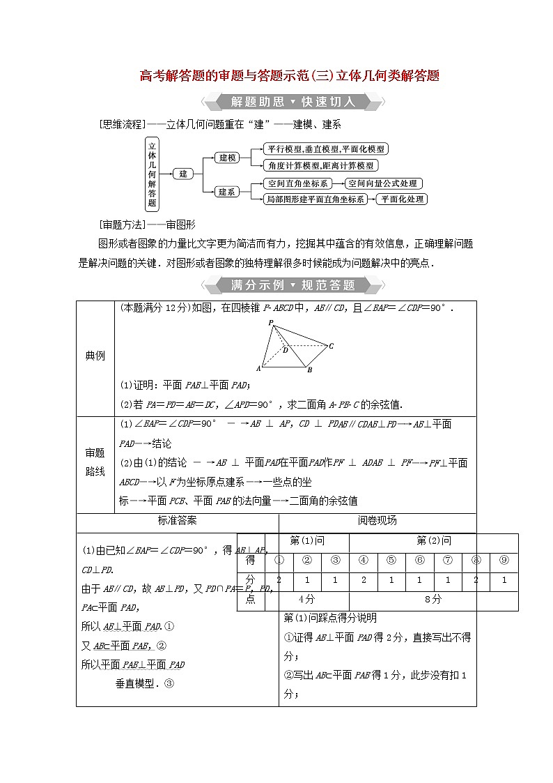 2020届二轮复习立体几何类解答题学案（全国通用）第1页