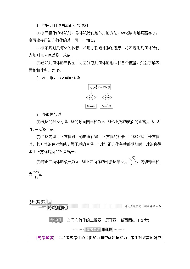 2020届二轮复习(文)第2部分专题4第1讲　空间几何体的表面积、体积及有关量的计算学案03