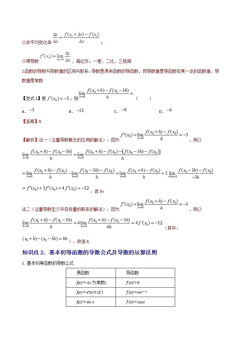 2020届二轮复习导数的运算及导数的几何意义学案（全国通用）02