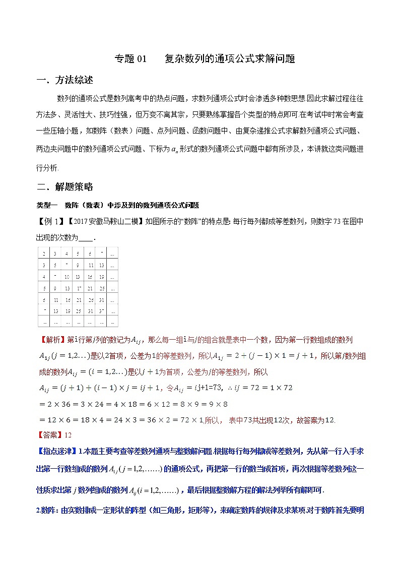 2020届二轮复习复杂数列的通项公式求解问题学案（全国通用）01