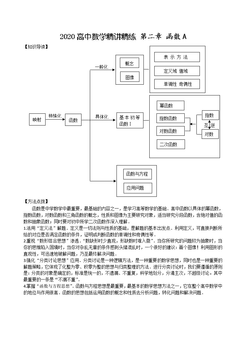 2020届二轮复习函数A学案（全国通用）01