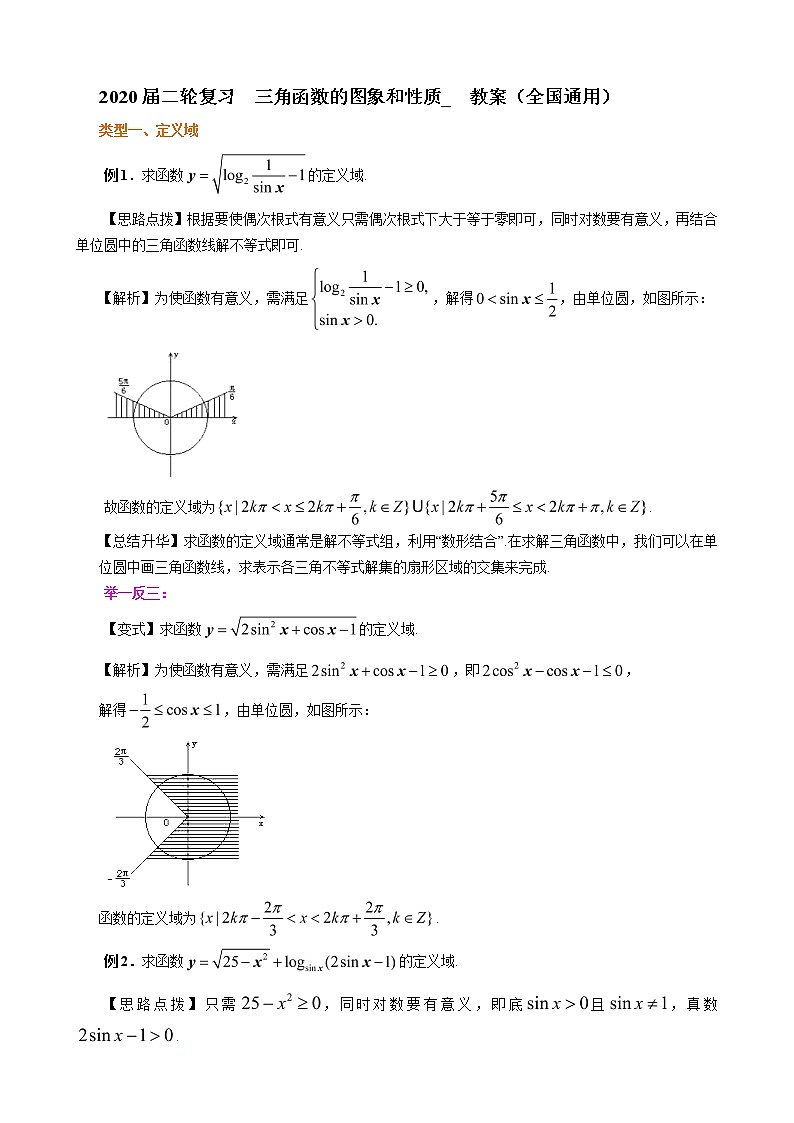 2020届二轮复习      三角函数的图象和性质   教案（全国通用）第1页