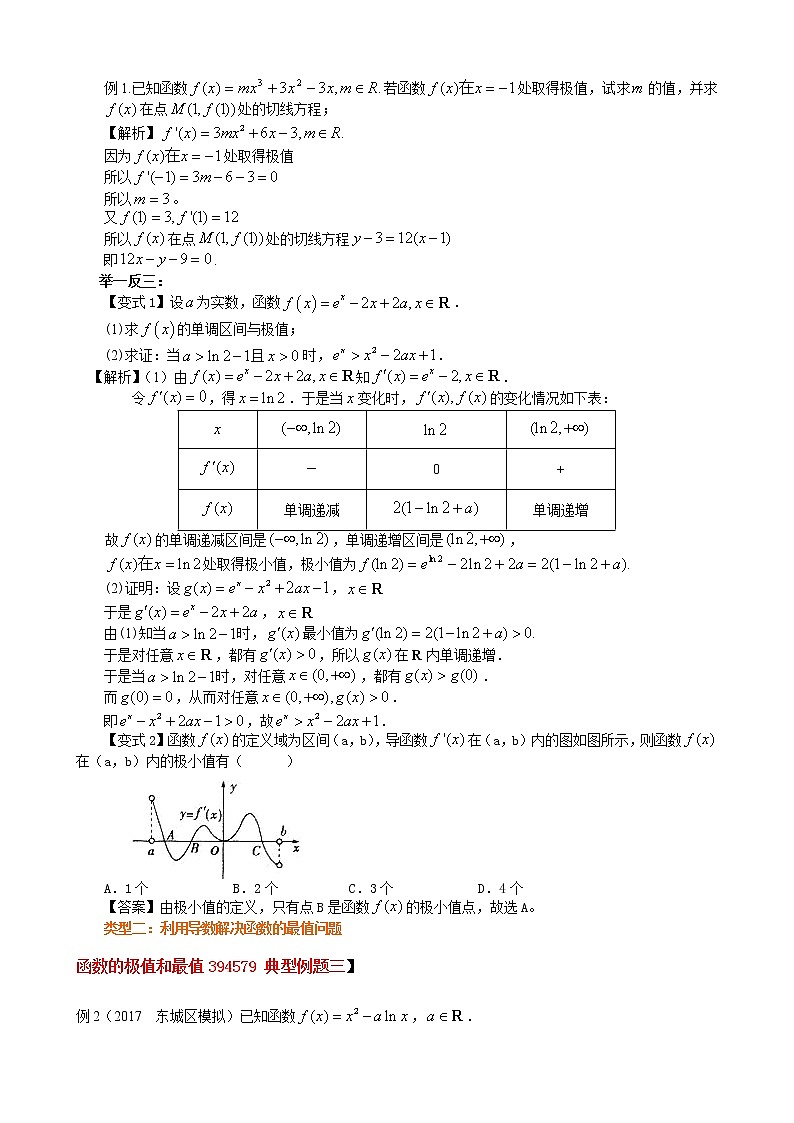 2020届二轮复习    函数的极值和最值（理）      学案（全国通用）02