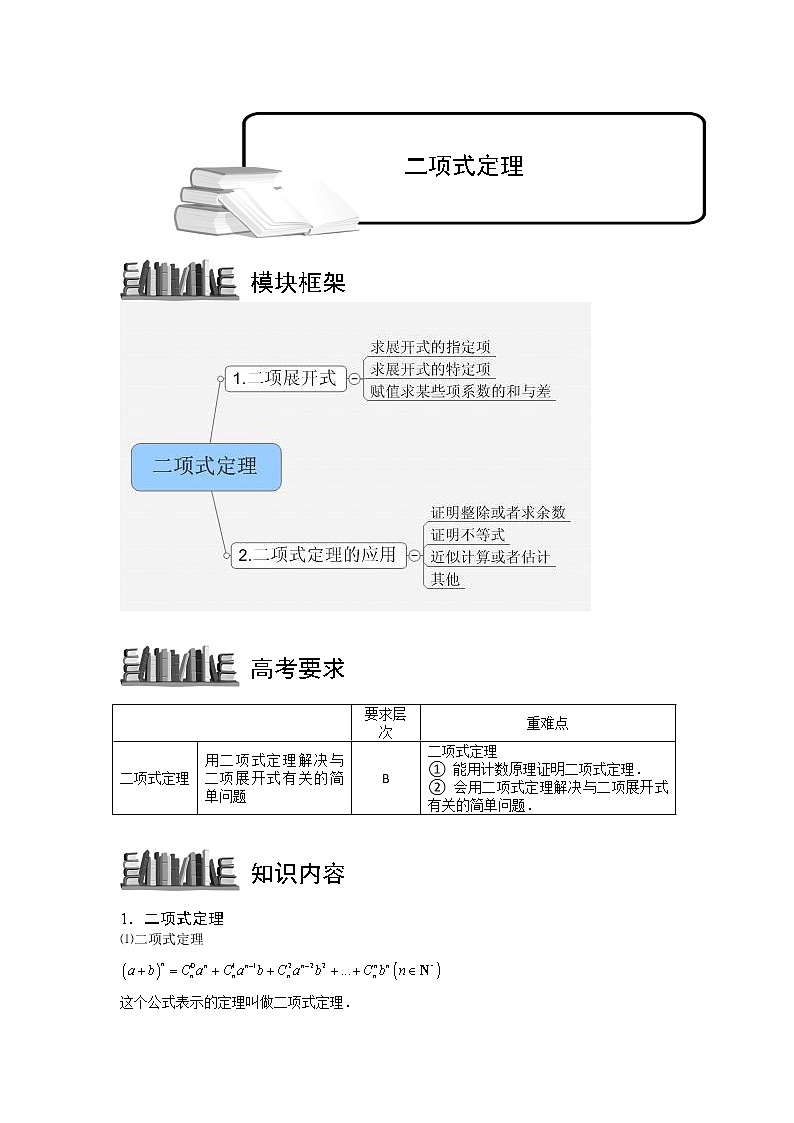 2020届二轮复习    二项式定理    教案（全国通用）第1页