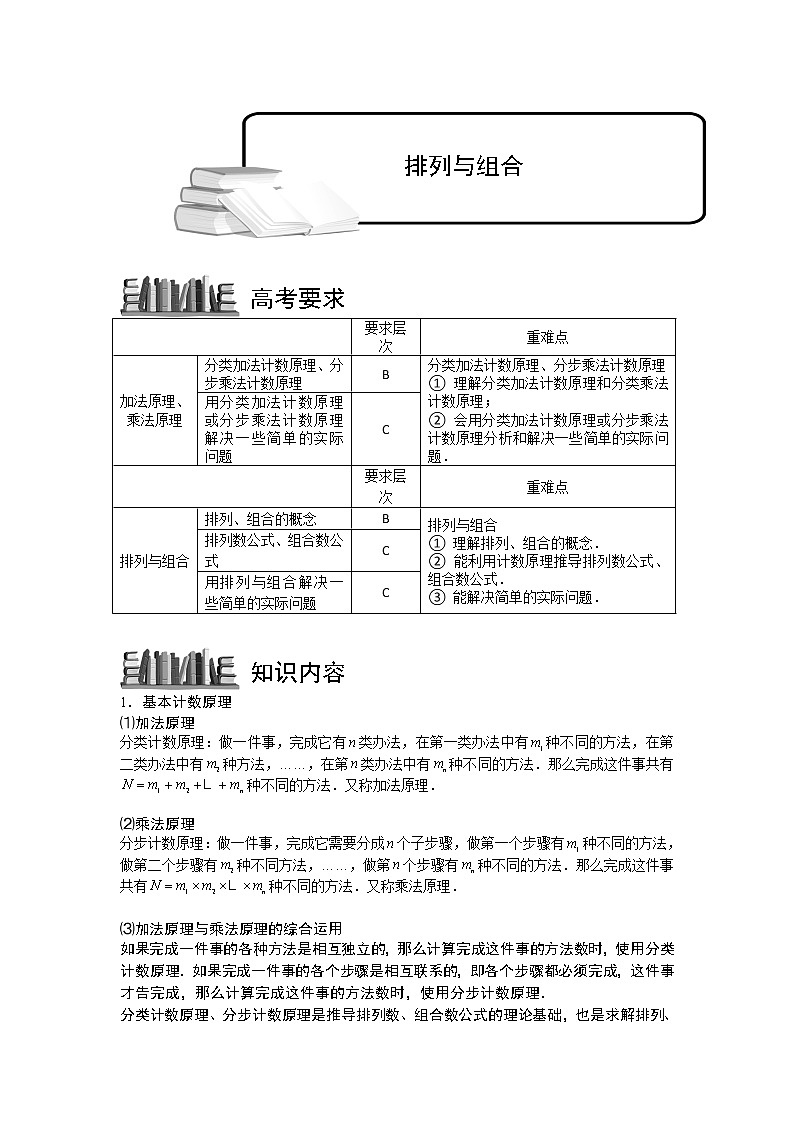 2020届二轮复习    排列与组合   教案（全国通用）第1页