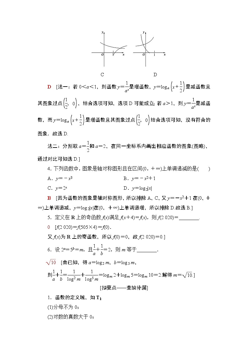 2020届二轮复习(理)第2部分专题6第1讲　函数的图象与性质、函数与方程学案02