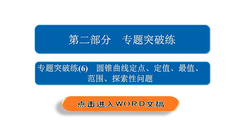 2020届二轮复习专题突破练（6）圆锥曲线定点、定值、最值、范围、探索性问题课件（46张）（全国通用）02