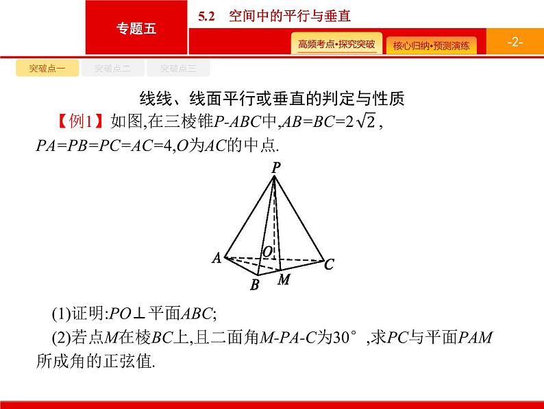 2020届二轮复习专题五　5.2　空间中的平行与垂直课件（39张）02